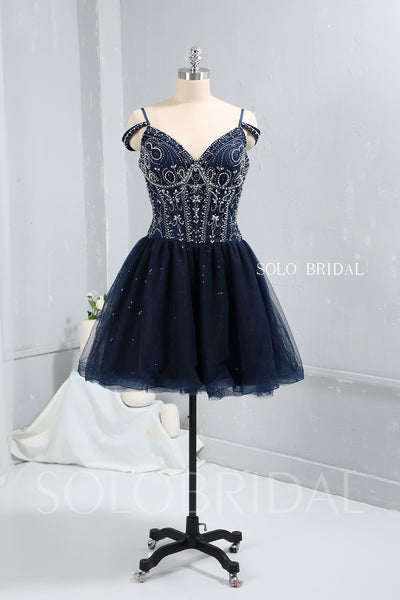 Royal Blue Heavy Beaded Shiny Tulle Prom Dress