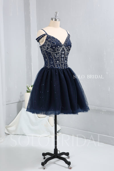 Royal Blue Heavy Beaded Shiny Tulle Prom Dress