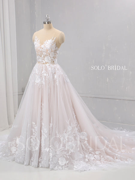 Blush A Line French Lace Wedding Dress