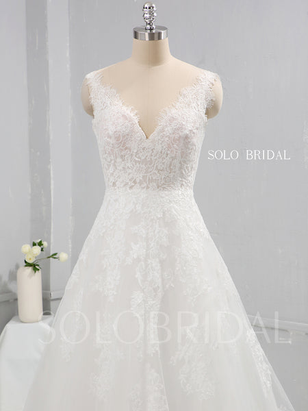 Thin Lace Applique A Line Wedding Dress