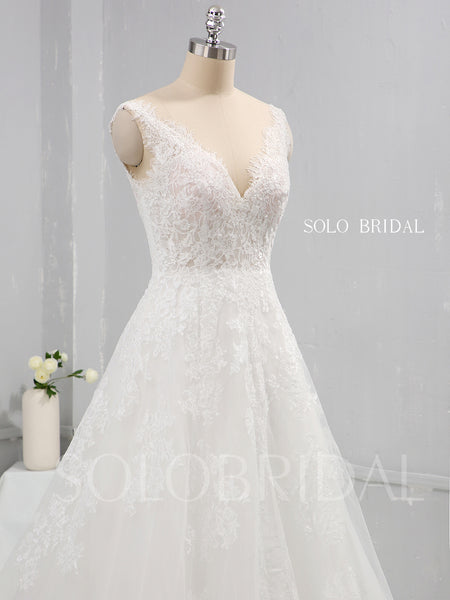 Thin Lace Applique A Line Wedding Dress