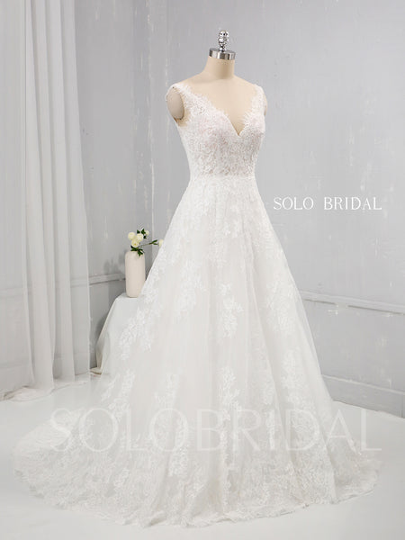 Thin Lace Applique A Line Wedding Dress