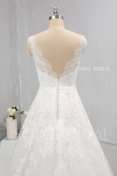 Thin Lace Applique A Line Wedding Dress