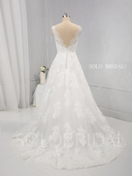 Thin Lace Applique A Line Wedding Dress