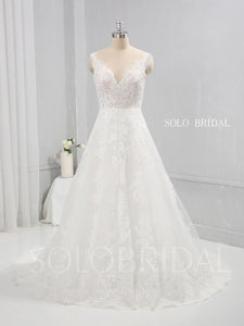 Thin Lace Applique A Line Wedding Dress