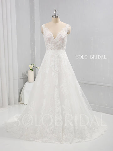 Thin Lace Applique A Line Wedding Dress