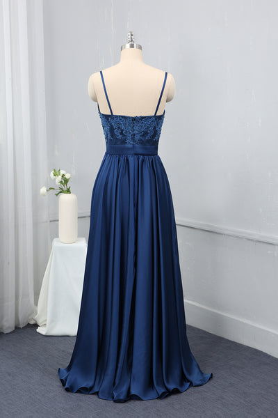 Royal Blue Spaghetti straps Bridesmaid Dress Silk Chiffon