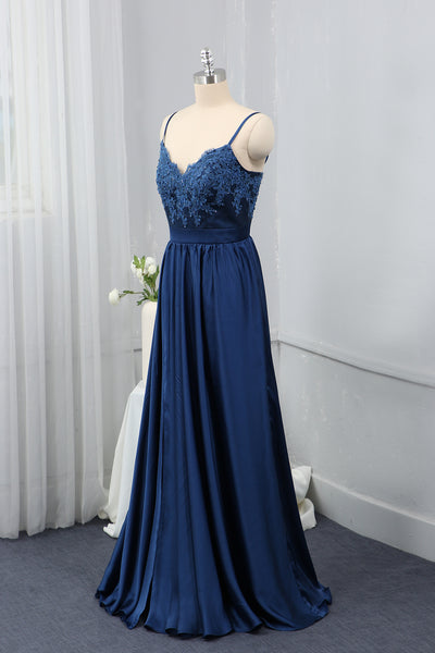 Royal Blue Spaghetti straps Bridesmaid Dress Silk Chiffon