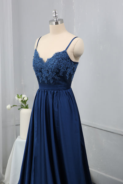 Royal Blue Spaghetti straps Bridesmaid Dress Silk Chiffon