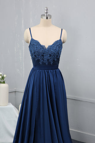 Royal Blue Spaghetti straps Bridesmaid Dress Silk Chiffon