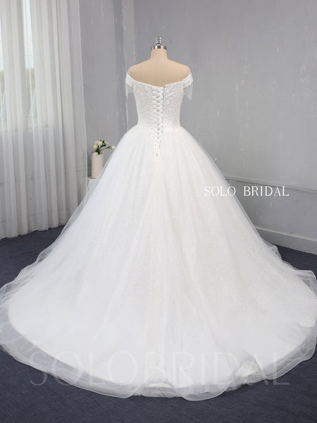 Ball gown A Line Sparkling Heavily Beaded Wedding Dress