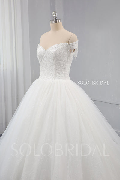 Ball gown A Line Sparkling Heavily Beaded Wedding Dress