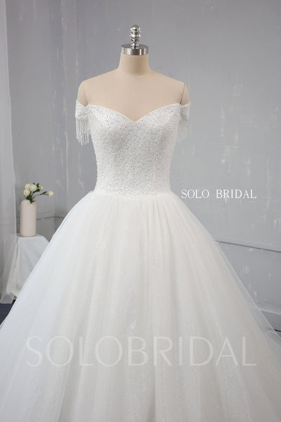 Ball gown A Line Sparkling Heavily Beaded Wedding Dress