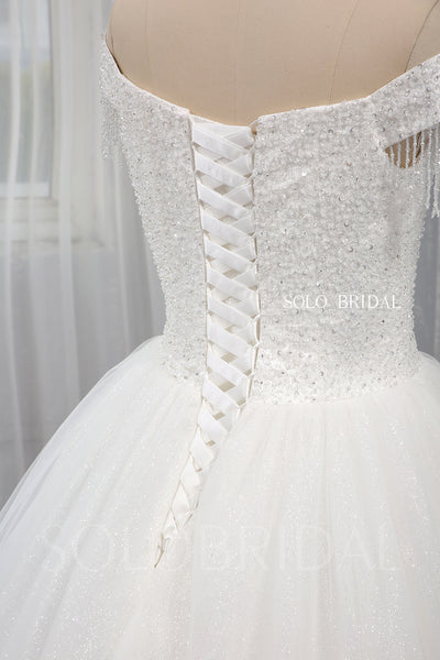 Ball gown A Line Sparkling Heavily Beaded Wedding Dress
