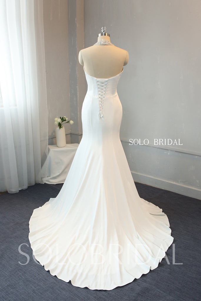 UK White/Ivory Mermaid Lace Beaded Sweetheart Strapless Wedding