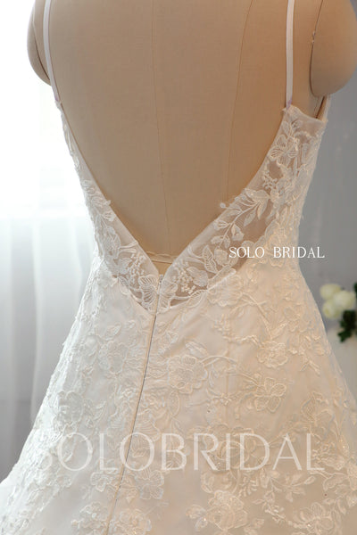 Ivory A Line Cotton Applique Lace Wedding Dress