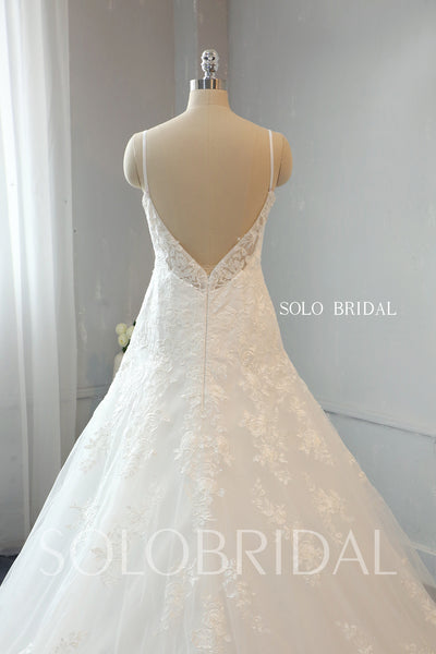 Ivory A Line Cotton Applique Lace Wedding Dress