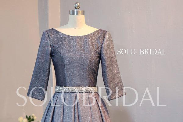 Grey Shiny Mother of the Bride Dress