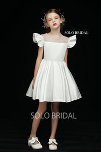 Ivory Satin Princess Flower Girl Dress