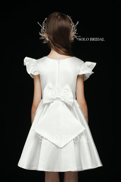 Ivory Satin Princess Flower Girl Dress