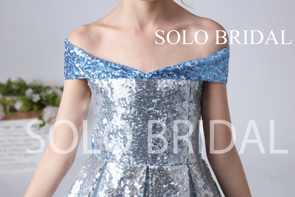 Sky Blue Sequin Flower Girl Dress