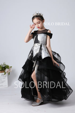 Black and Silver Flower Girl Dress