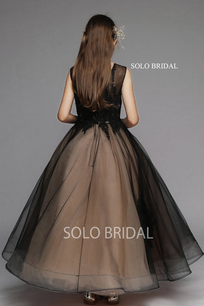 Black and Brown Tulle Flower Girl Dress