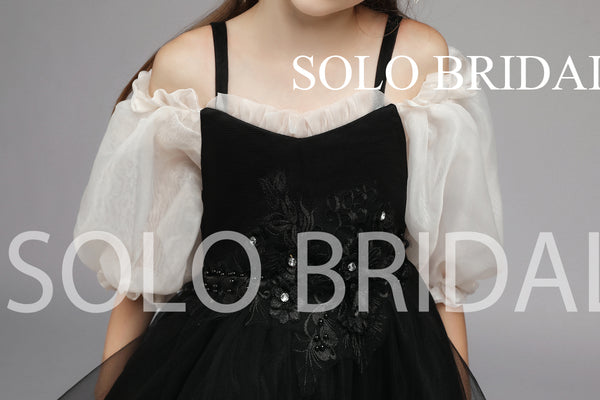 Black Ball Gown Flower Girl Dress