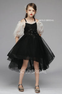 Black Ball Gown Flower Girl Dress