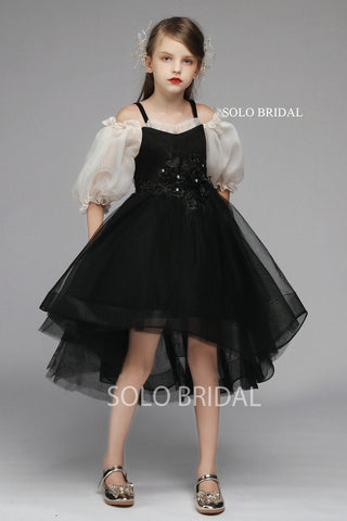 Black Ball Gown Flower Girl Dress