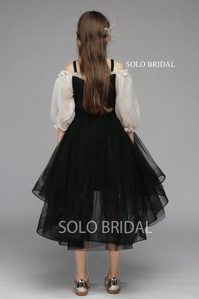 Black Ball Gown Flower Girl Dress