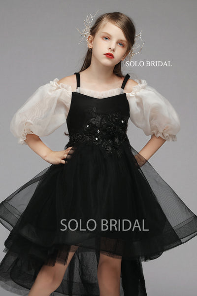 Black Ball Gown Flower Girl Dress
