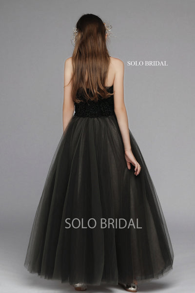 Beaded Bodice Tulle Skirt Flower Girl Dress