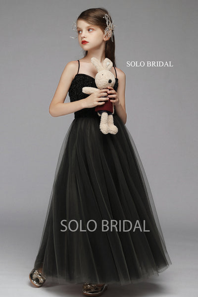 Beaded Bodice Tulle Skirt Flower Girl Dress