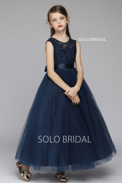 Blue Lace and Tulle Flower Girl Dress