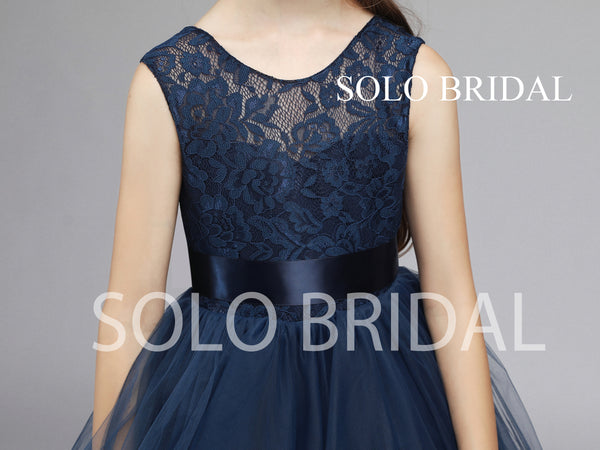 Blue Lace and Tulle Flower Girl Dress