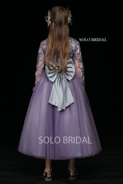 Purple Lace and Tulle Flower Girl Dress