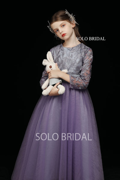 Purple Lace and Tulle Flower Girl Dress