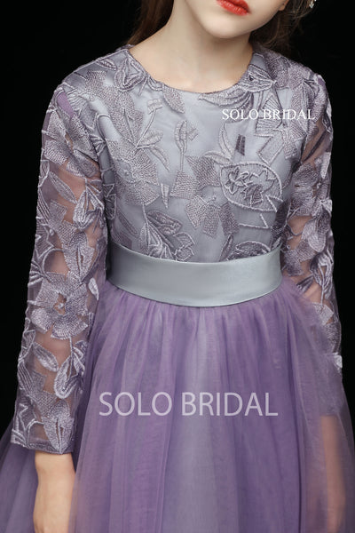 Purple Lace and Tulle Flower Girl Dress