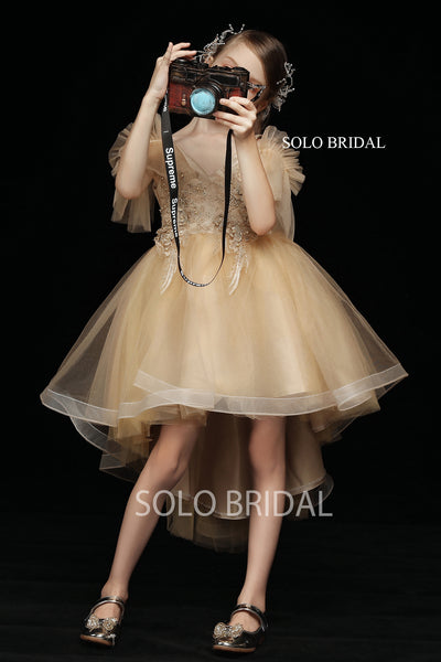 Gold Tulle Flower Girl Dress