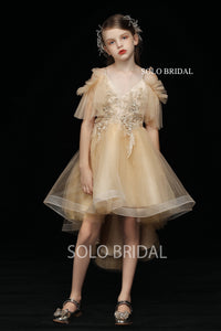 Gold Tulle Flower Girl Dress