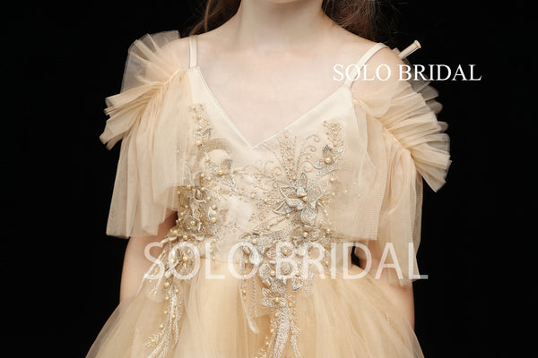 Gold Tulle Flower Girl Dress