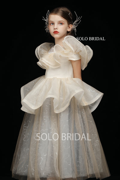 Shiny Champagne Flower Girl Dress