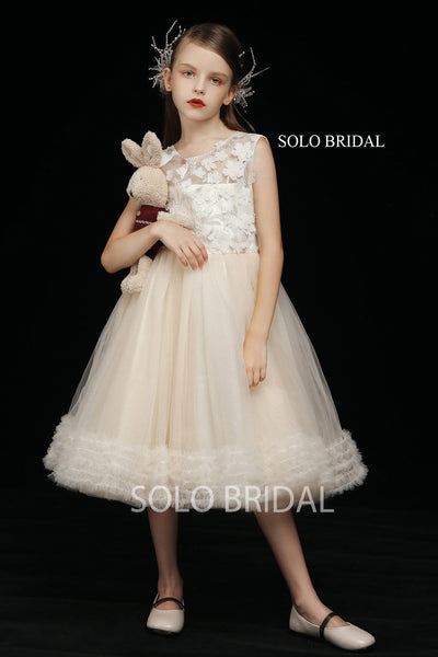 Light Champagne Princess Flower Girl Dress