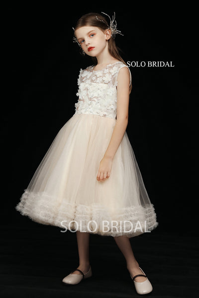 Light Champagne Princess Flower Girl Dress