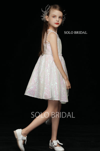 Pink Shiny Flower Girl Dress