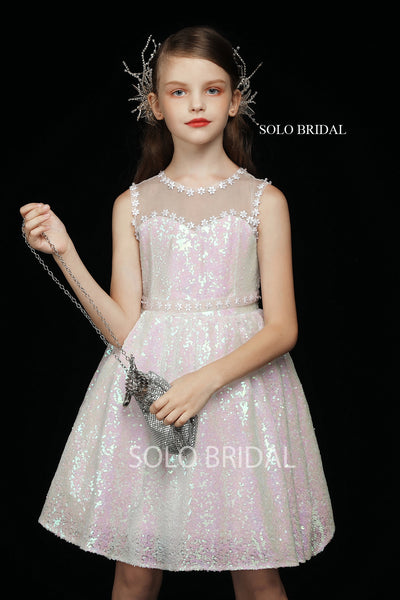 Pink Shiny Flower Girl Dress