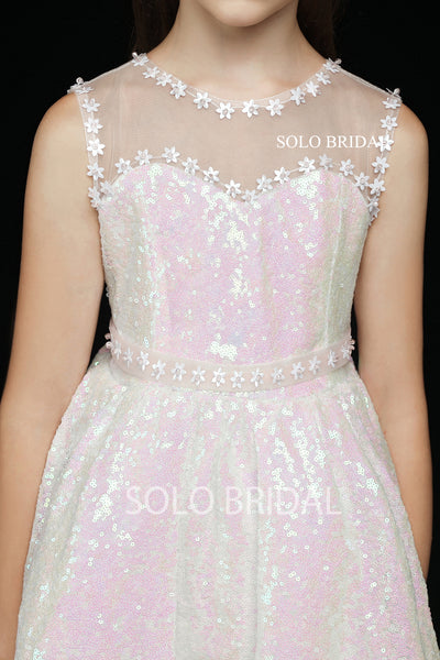 Pink Shiny Flower Girl Dress