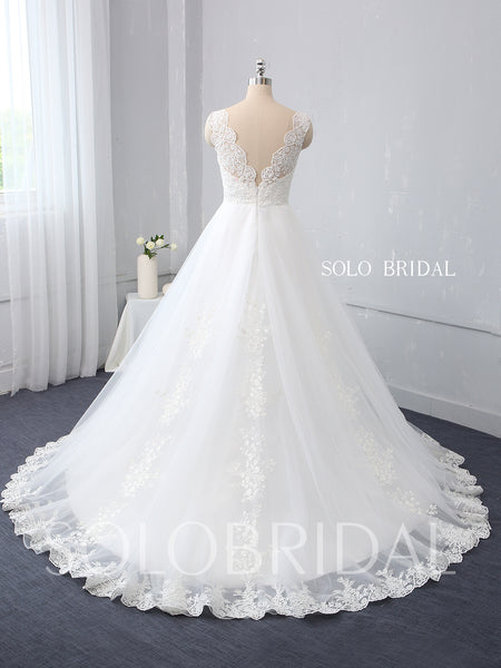 Ivory A Line Wedding Dress with Cotton Lace
