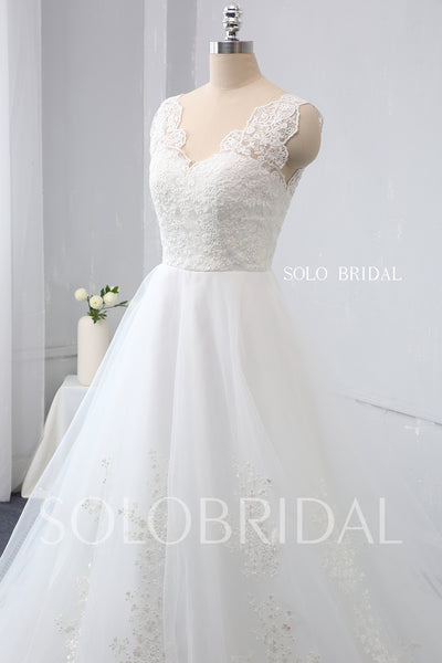 Ivory A Line Wedding Dress with Cotton Lace